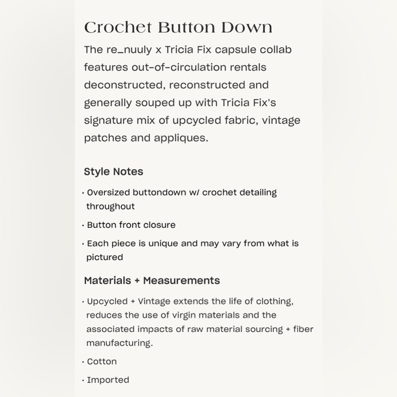 Tricia Fix for re_nuuly upcycled Black Lace Trim Button-Up Shirt sz M - Picture 5 of 12